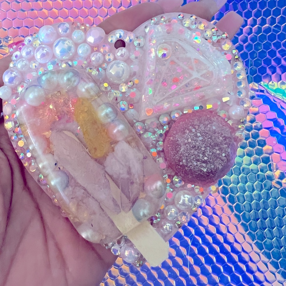Crystal Pop Theme Bling Bag Charm Keychain